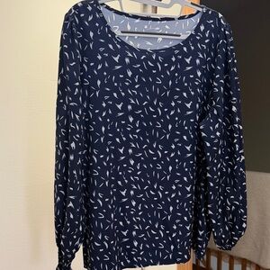 Navy Blue Patterned Women's Top